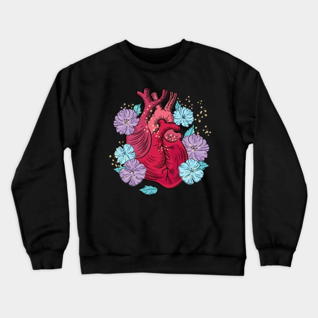 heart health flower Crewneck Sweatshirt by Mako Design 